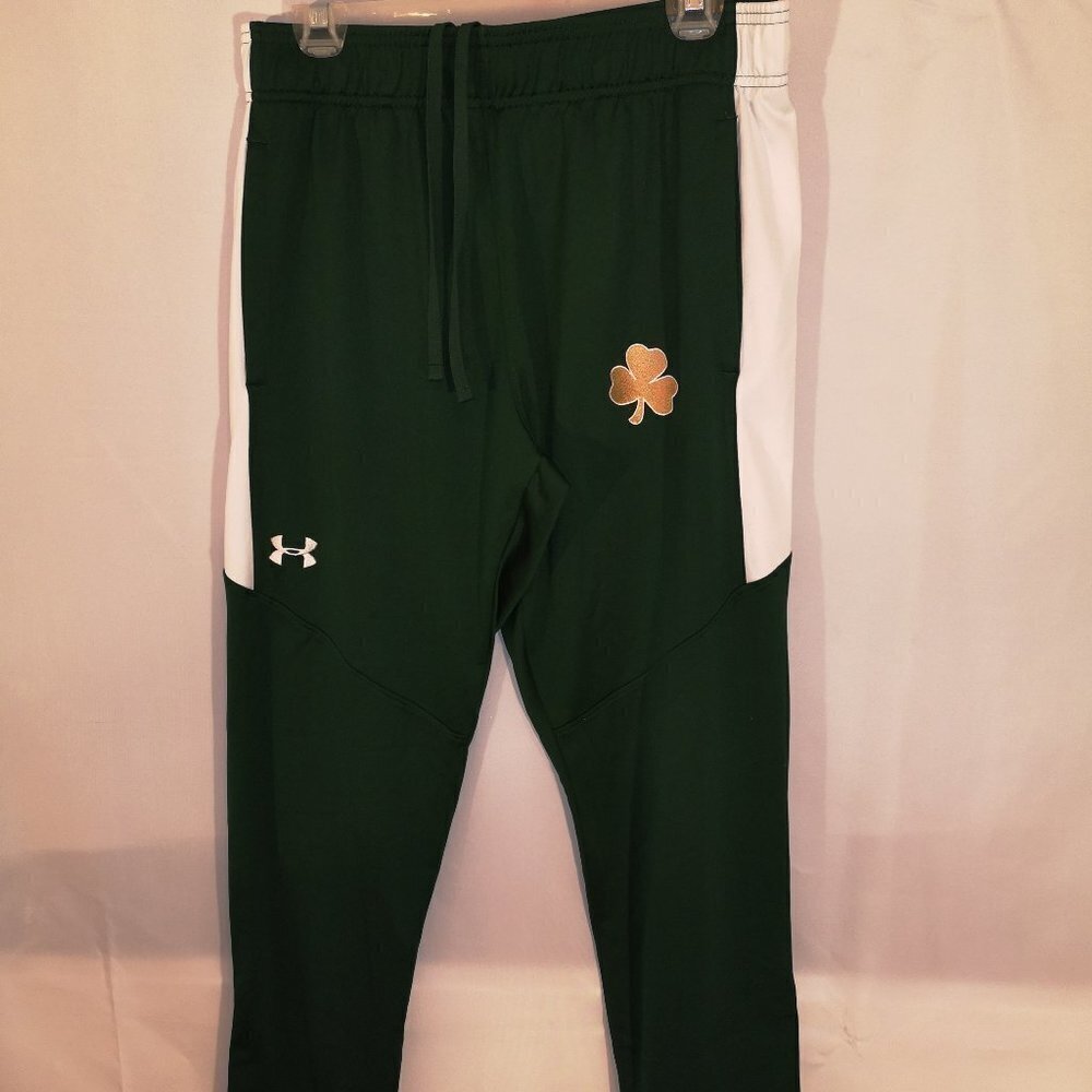 Under Armour Youth's Size Large Green & White Elastic & Tie Waist Sweatpants
